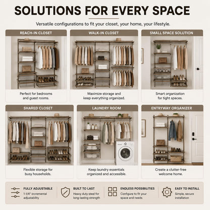 Closet Culture by Knape & Vogt Culture 6 ft. Steel Closet Hardware Kit in Champagne Nickel Shelving (0300-KITA-6CN)