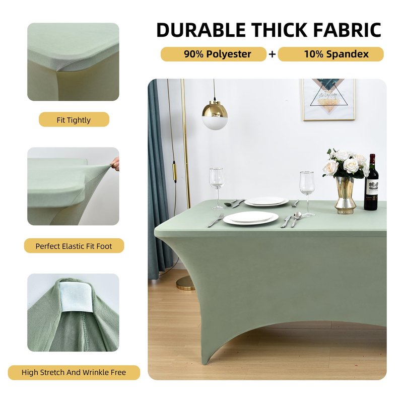 ZarzaaSik 118 2-Pack 4ft Spandex Table Covers for Rectangular Folding Tables - Wrinkle Resistant Stretch Tight Table Cloths - Ultimate Fitted Table Protector for Parties, Banquet, and Wedding