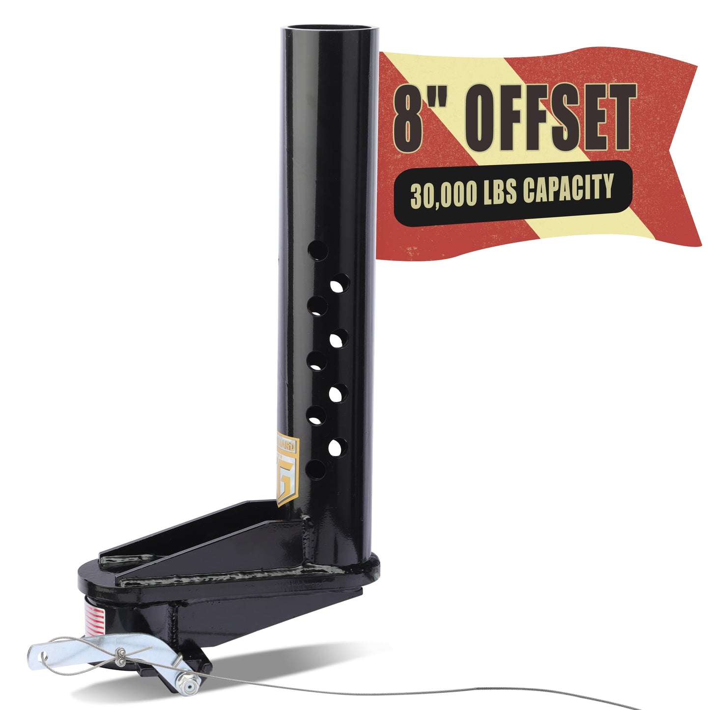 TOWGUARD 30K Adjustable 8" Offset Gooseneck Trailer Coupler with Remote Release, Fits 2-5/16" Ball,Round Tube Coupler for Short Bed Trucks, Reinforced Gusset for Livestock Utility Equipment Trailers