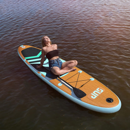 JC-ATHLETICS Inflatable Stand Up Paddle Board (6 Inches Thick), ISUP Package W/Premium SUP Accessories & Backpack, Non-Slip Deck,Fins, Adjustable Paddle,Leash,Hand Pump,Standing Boat for Youth & Adult