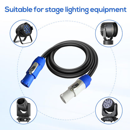 PowerCon Power Cable AC PowerCon Input to Output 12AWG 3 Pin Power Extension Cable for LED Screen Beam Moving Head Light, Stage Light Power,Audio Video Equipment and More-6FT
