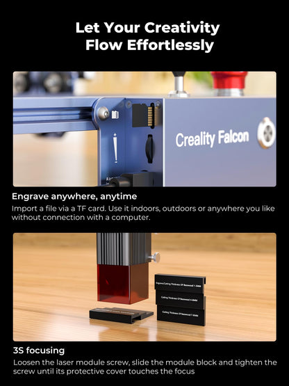 Creality 72000mW Output Power Laser Engraver, Falcon Pro 10W with Air Assist Laser Engraving Machine, CNC Machine Laser Engraver for Wood and Metal, Paper, Acrylic, Leather