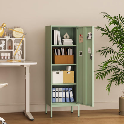 Steehoom Metal Locker Storage Cabinet Lockable 4 Tier File Cabinet Steel Bathroom Cabinet Changing Room Locker for Home, Office, School, Gym, Garage (Green, 15.75" D x 15.75" W x 49.21" H)