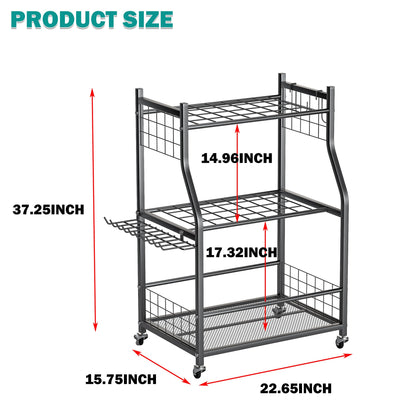 EVERHANGER Garden Tool Organizer Stand, Garage Tool Storage Organization, Yard Tool Racks with lockable wheels, Fit for Long-Handled Tools/Rakes/Brooms, Indoor/Outdoor Use