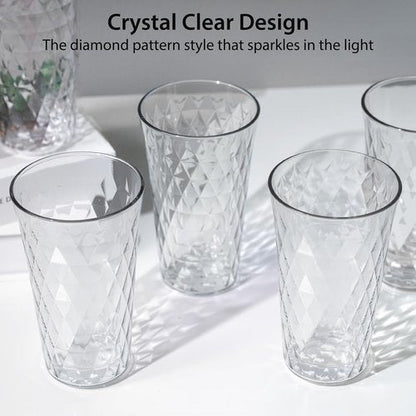 Freshmage 20 oz Unbreakable Plastic Drinking Glasses - BPA Free, Microwave Safe, Stackable | 8 Pack for Home & Outdoor Use