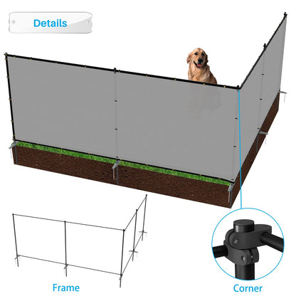 Patio 6' x 24' Outdoor Privacy Screen Freestanding Temporary Fence Panels Net Cover with Metal Poles for Outside Backyard Pool Garden Air Conditioner Fencing, Light Gray