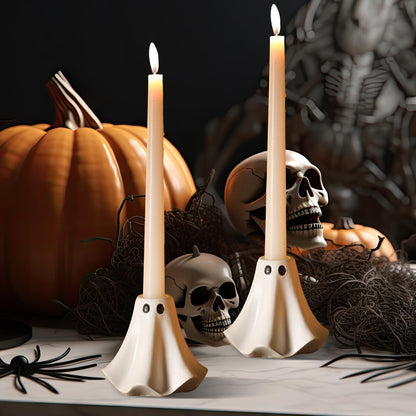 Conelist 2 Pcs Halloween Ghost Candlestick Holders Cute Ghost Shape Candle Stick Holders Ceramic Taper Candle Holder for Halloween Wedding Party Holiday Office Home Decor Gift