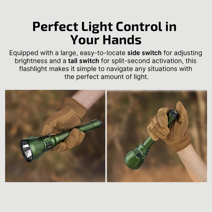 OLIGHT Javelot Turbo 2 1800 Lumen Rechargeable Tactical Flashlight with Long-Range 4921ft Throw, Dual-Switch LED Hunting Light with Wireless Remote 8M Control, Battery Pack & USB C Cable, Balck