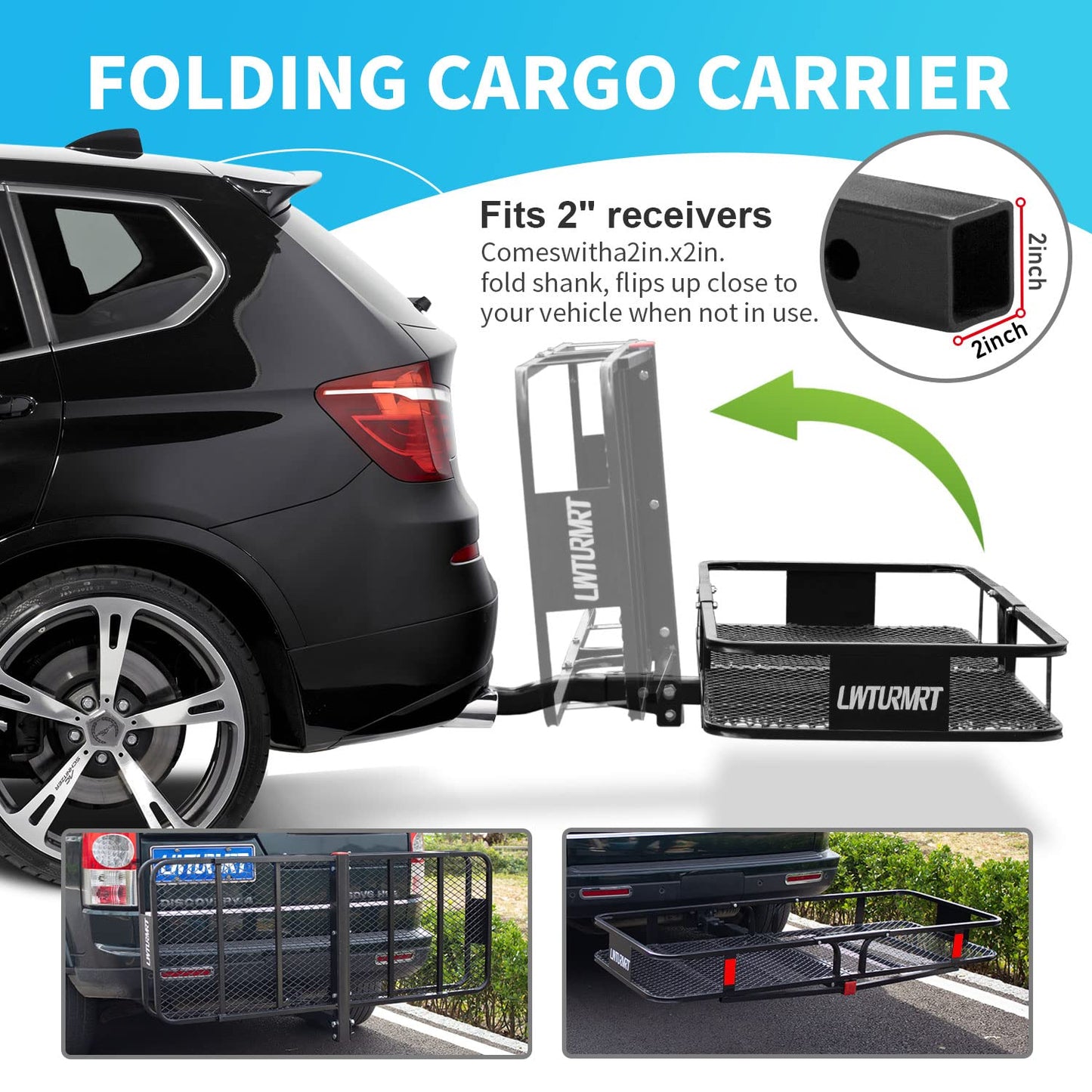 LWTURMRT 60"X21"X6" Hitch Cargo Carrier and Receiver Hitch Cargo Rack with Waterproof Cargo Bag(58"X20"X24"),Carrier Cargo Used Rust Resistant Baking Paint and Alloy Steel Material