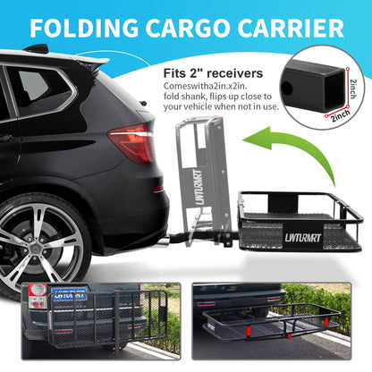 LWTURMRT 60"X21"X6" Hitch Cargo Carrier and Receiver Hitch Cargo Rack with Waterproof Cargo Bag(58"X20"X24"),Carrier Cargo Used Rust Resistant Baking Paint and Alloy Steel Material