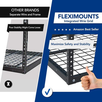 FLEXIMOUNTS 4x6 Overhead Garage Storage Rack - Adjustable Ceiling Design | 450lbs Capacity, Black