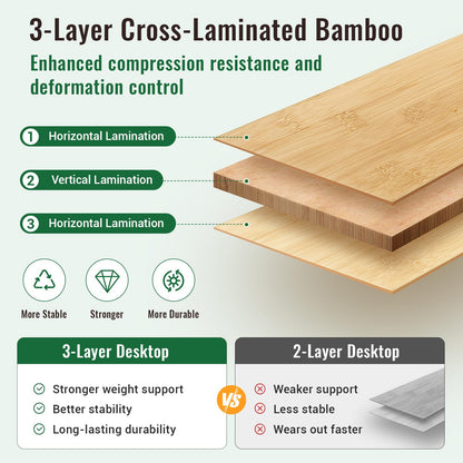 KingCamp Bamboo Folding Table, 4-Fold Camping Adjustable Height Portable Outdoor Lightweight & Compact Table with Aluminum Frame for RV Picnic BBQ Tailgating