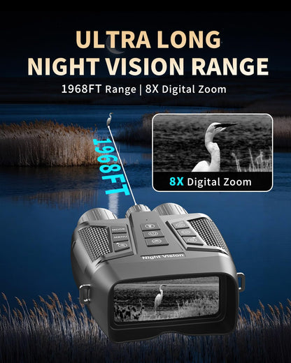 OWNCOZY Night Vision Binoculars for Adults, 4K Night Vision Goggles with 3" HD Screen & Magnifying Lens, 8X Digital Zoom, Rechargeable Device with 64GB Card for Camping & Outdoor Exploration