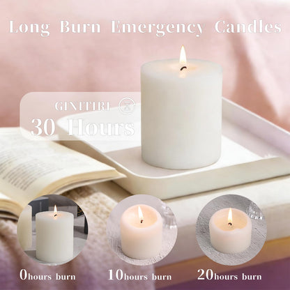 Ivory Rustic Textured Soy Pillar Candles, 2.8x3 in Natural Unscented Soy Wax Candles, 180 H Burn Time, Non-Toxic, 6 Pack Smokeless Dripless Hand-Poured Pillar Candle for Dinner, Wedding, Home