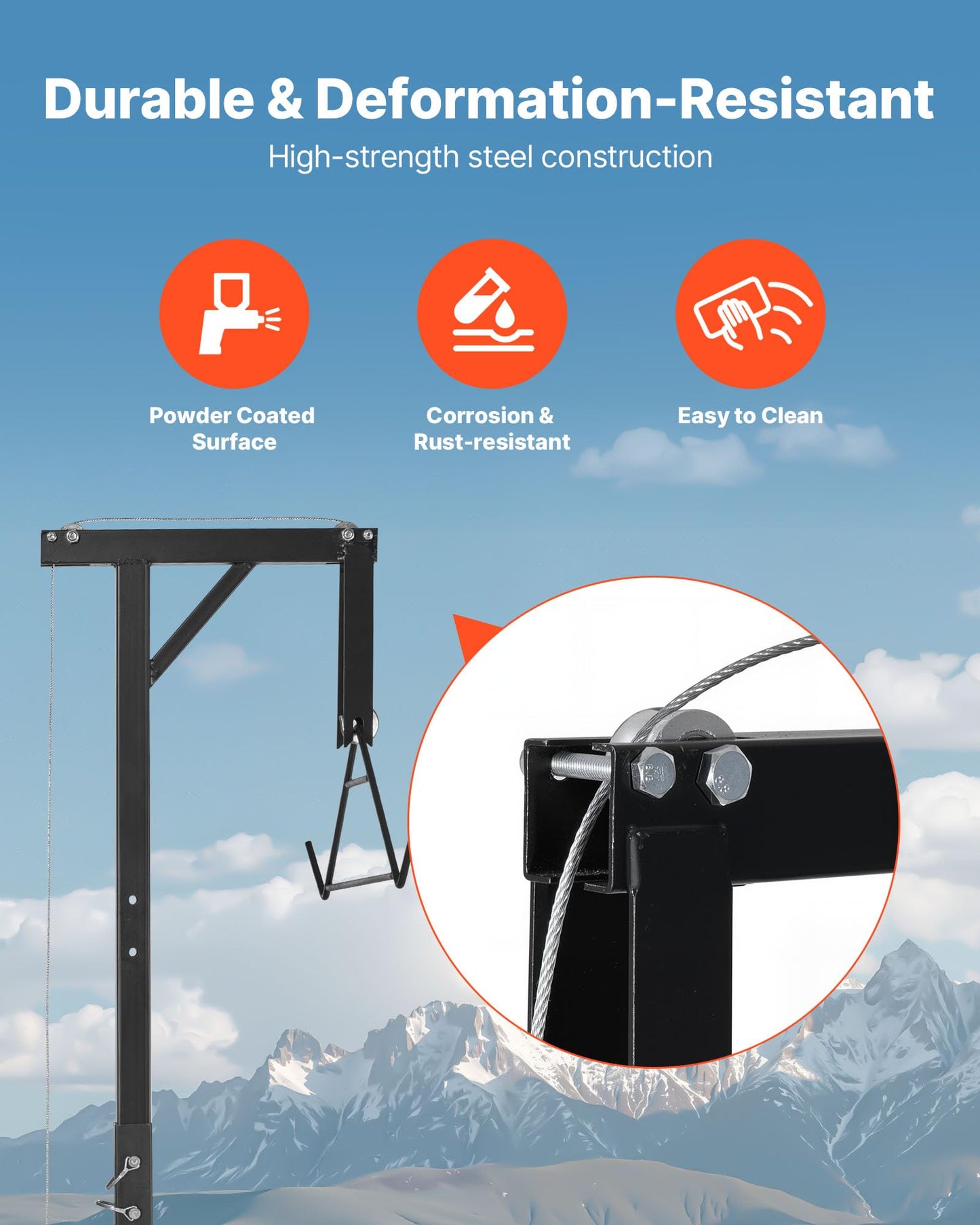 VEVOR Truck Hitch Game Hoist, 300 lbs Load Capacity, Hunting Deer Hoist with 2-inch Receiver, 360-Degree Swivel Shaft & Adjustable Height, Includes Gambrel Winch for Skinning & Cleaning Game