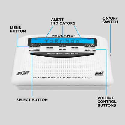 Midland - NOAA Emergency Radio Bundle with Strobe Light and Pillow Shaker