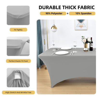 ZarzaaSik 109 2-Pack 4ft Spandex Table Covers for Rectangular Folding Tables - Wrinkle Resistant Stretch Tight Table Cloths - Ultimate Fitted Table Protector for Parties, Banquet, and Wedding
