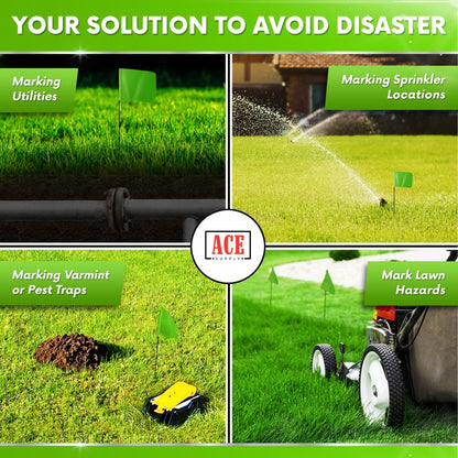 Green Marking Flags 1000 Pack - 4x5x21 Inch Green Flags for Yard - Markers For Lawn, Irrigation, Landscaping, Survey & Sprinkler Head Marking