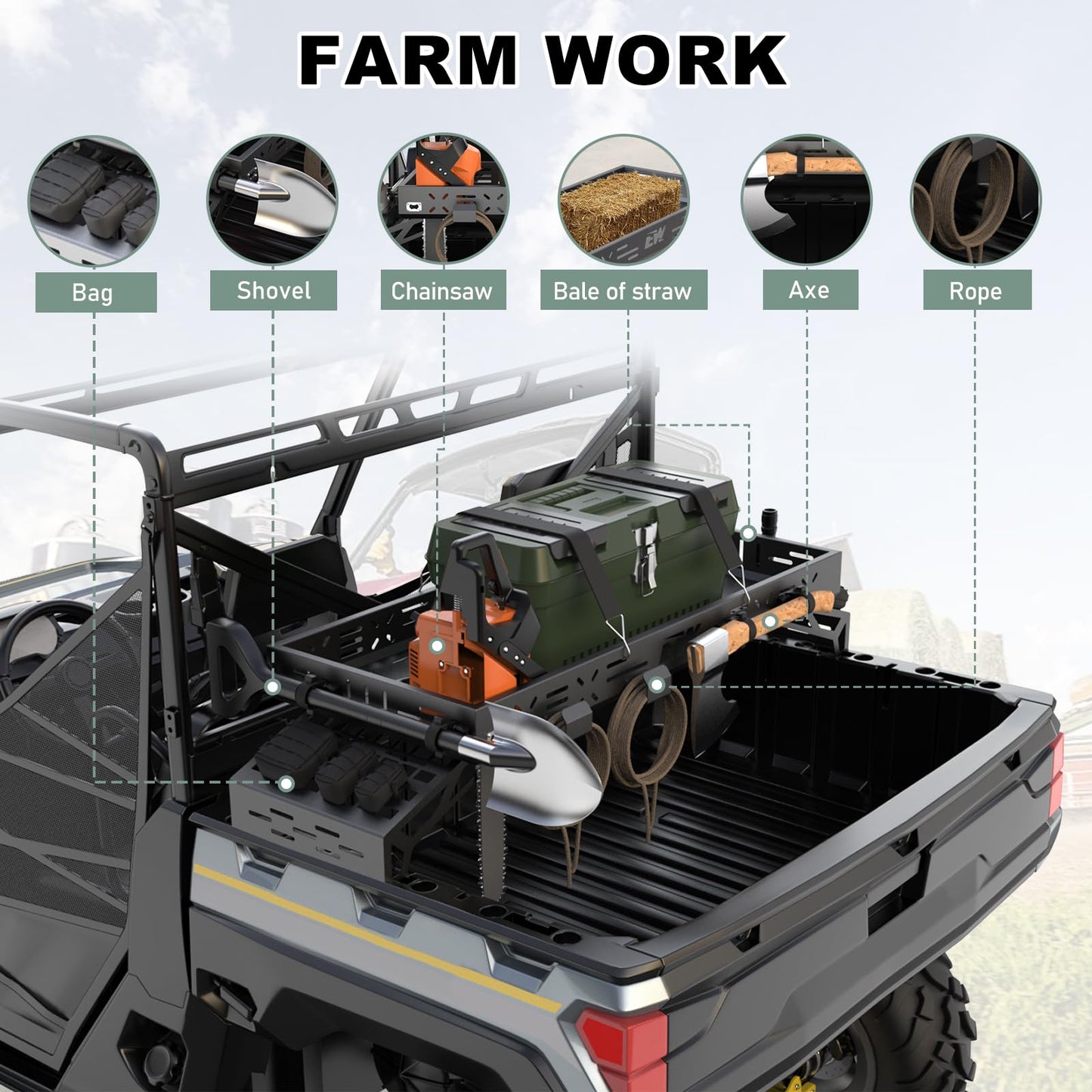 NIXFACE UTV Cargo Rack Aluminum Adjustable Universal with Cargo Net Fit for UTVs Trucks,Vans,SUVs Carry More for Off-Road,Farming,Hunting