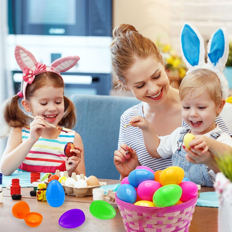 ZMCINER 36 PCS 3.55” Plastic Easter Eggs Fillable Plastic Easter Eggs Bulk Colorful Bright Easter Eggs Empty Perfect for Easter Egg Hunt, Easter Basket Stuffers, Easter Party Favor, Classroom Prize