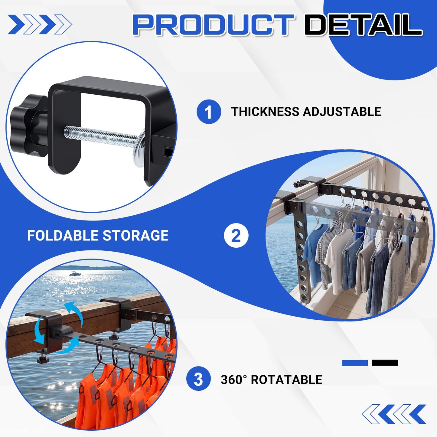 Sintuff Life Vest Holder Aluminum Drying Rack Holds up to 8 Life Vests Wetsuit Hanger Vest Hanger Collapsible Dock Organizer for Pfds & Floats, Fits a 0.67-2.56 in Square Post, No-Drill Installation