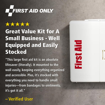 First Aid Only SmartCompliance 50-Person OSHA Compliant First Aid Kit for Business and Office Spaces - Large Plastic Cabinet - Emergency Supplies for Cuts, Bruises, and Scrapes - 245 Pieces