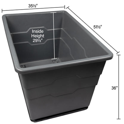 ReadySpace Commercial 20 Bushel Utility Cart with Steel Base, Poly Box Basket Truck, Laundry Cart, and Rolling Trash Bin, 51.5-Inch x 35.5-Inch x 36-Inch, 1000 Pound Weight Capacity, Black