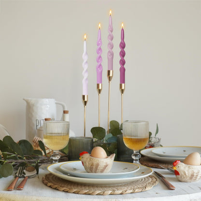 BALEAGCDL Unscented Twisted Taper Candle Gradient Purple Spiral Candlesticks 10 Inch Handmade Smokeless Dinner Long Candles Set for Holiday Wedding Party Gift Home Decoration