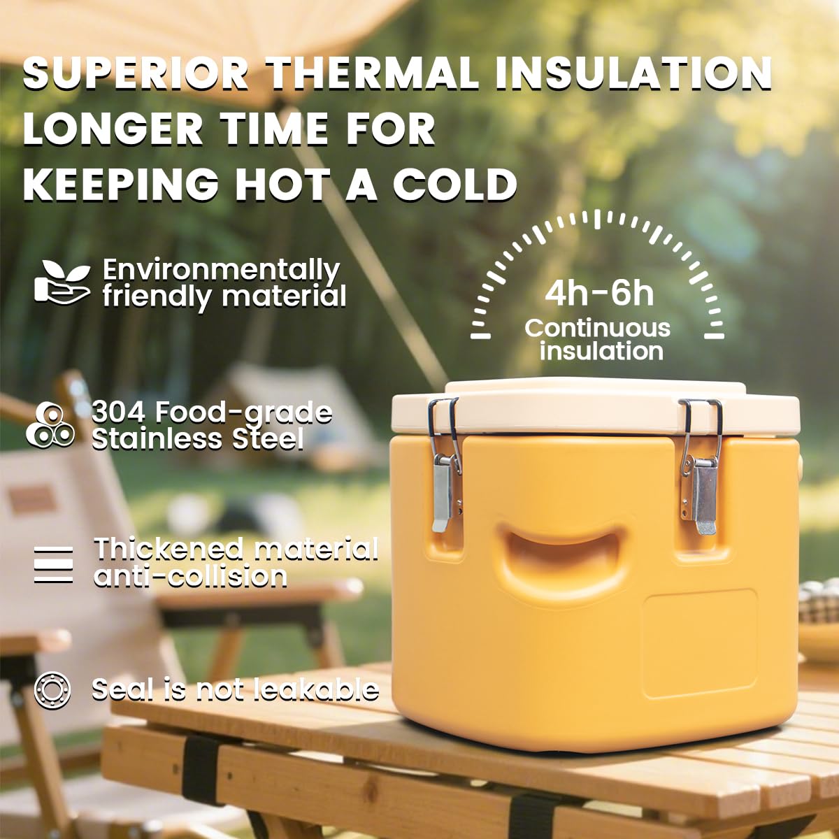 3.43 Gallon Insulated Soup Container,13.74 QT Soup Warmers Commercial,Insulated Food Carrier Food Cooler with 4 Buckles, Handles, Soup Carrier for Restaurant, Canteen,Home
