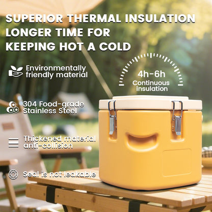 3.43 Gallon Insulated Soup Container,13.74 QT Soup Warmers Commercial,Insulated Food Carrier Food Cooler with 4 Buckles, Handles, Soup Carrier for Restaurant, Canteen,Home