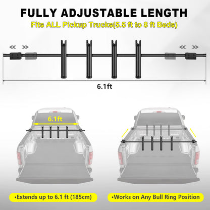 FEIMIRE Inshore Rod Holders for Truck Bed, Adjustable Rod Holder for Truck & SUV, All Aluminum Body with D Rings, 4 Rod Holder, Gifts Ideas for Men