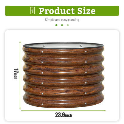 SnugNiture Raised Garden Bed, 2 PCS 2×2×1.5ft Round Galvanized Outdoor Planter Box, 17" Tall Deep Metal Garden Bed Kit for Planting Vegetables, Fruits, Flowers, Brown