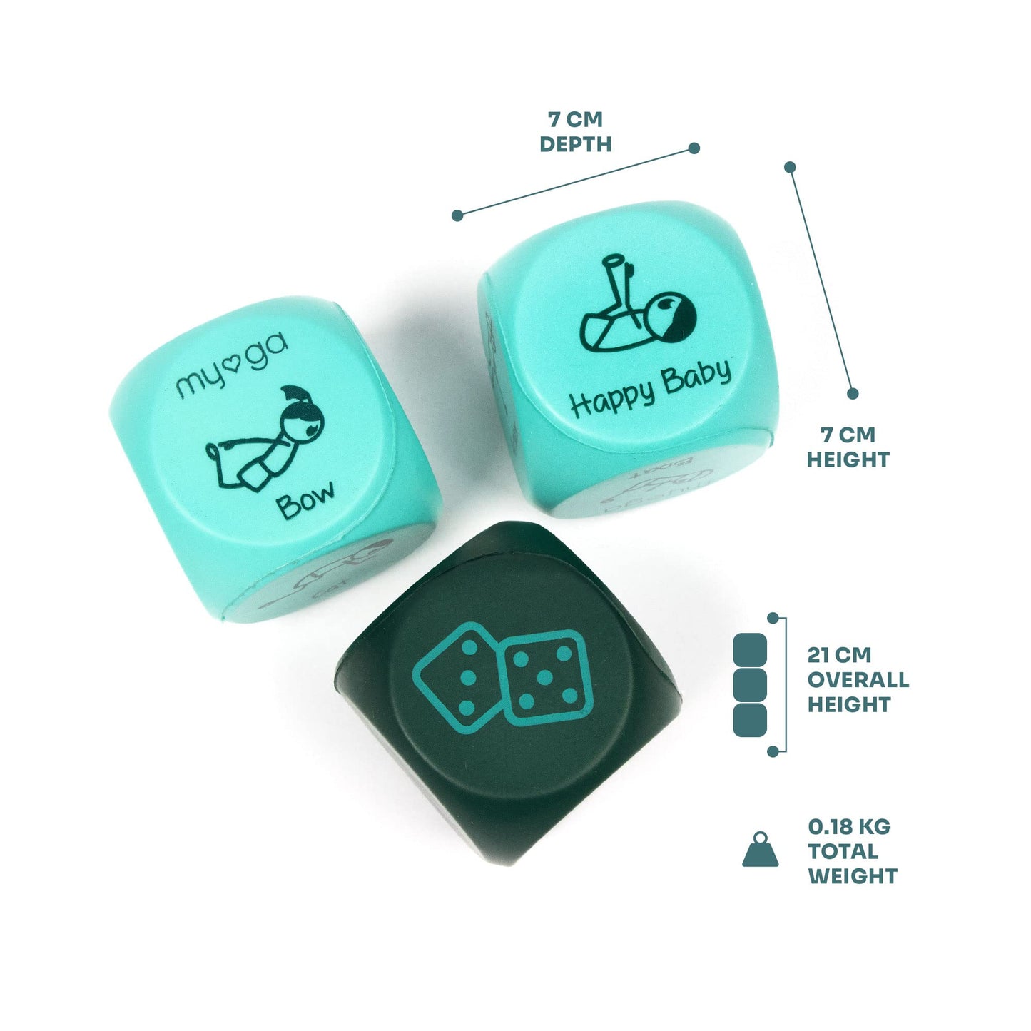 Myga Childrens Yoga Dice Game - Set of 3 Soft Foam Yoga Dice, Complete with 1 Action Dice & Two Pose Dice - Great Fitness and Workout Fun, Endless Combinations to Explore - Childrens
