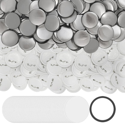 200 Sets 2.25 inch / 58mm Button Maker Supplies, Buttons Supplies for Custom Buttons & Badges, Metal Covers, Plastic Backs& Clear Film for Button Maker Machine, Badge Button Press