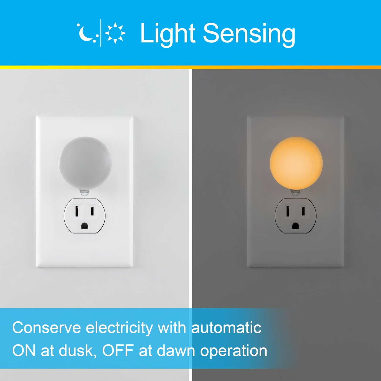 GE SleepLite LED Night Light, 2 Pack, Dusk-to-Dawn Sensor, Sleep Light, Dim Light, Warm Amber, Compact, Ideal for Bedroom, Nursery, Bathroom, Hallway, 45247, 2 Count