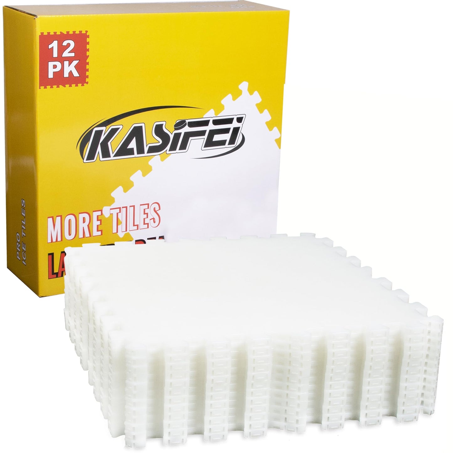 kasifei Hockey Synthetic Ice Tiles (12 Pack, 23.5 SQFT) - Dryland Flooring Tiles - Build Your Own Year-Round Hockey Training Surface - Easy to Assemble