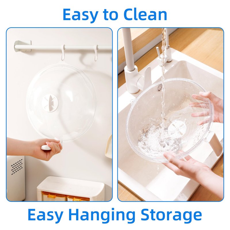 LZLOOK Microwave Splatter Cover with Tray, 10 Inch Microwave Food Cover with Handle, BPA-Free Vented Splash Guard Lid, Cookware & Bakeware Serving Dish Cover, Plate Cover, Dishwasher Safe
