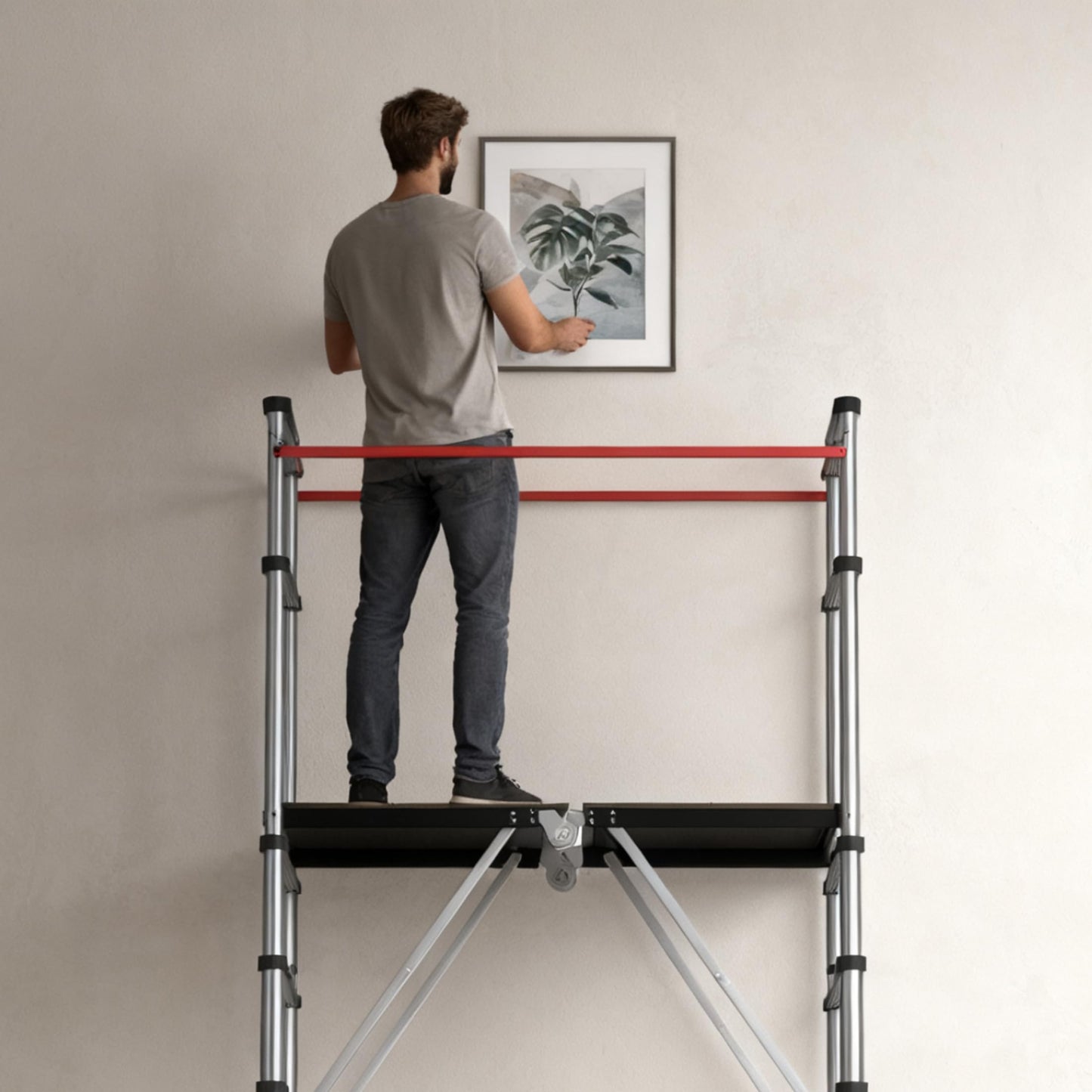 APARECIUM 12’ Aluminum Scaffolding, Foldable Scaffolding Ladder, Multipurpose Rolling Scaffolding Work Platform, Scaffold Tower, Ladder Stool Work Bench, Adjustable Work Platform, 330 Lbs Duty Rate