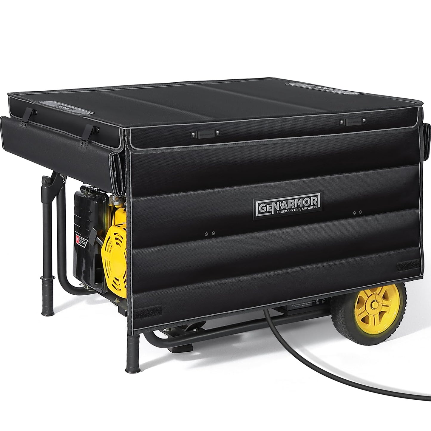 GenArmor Generator Covers While Running, 100% Waterproof Heavy Duty Tarps Generator Tent, Portable Outdoor Generator Enclosure for Most 4000w~13000w Generators, Black, Standard
