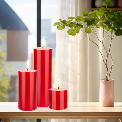 Mega Candles 1 pc Unscented Solid Red Pillar Candles, Hand Poured Premium Wax Candle 3 Inch x 9 Inch, Home Décor, Spas, Weddings, Occasions, Party, Centerpieces, Holidays, Vigils, Prayers