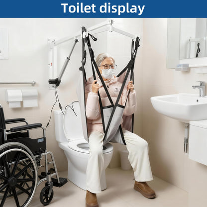 GxRichstar Wall-Mounted Patient Lift with Sling, Portable Electric Transfer Lift for Disabled, Elderly, Handicap, Remote Control, White