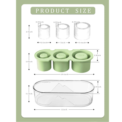 NOXETU Ice Mold for Stanley Cup 30/40 Oz - Easy Fill and Release Without Touching Ice, Silicone Ice Cube Tray with Clear Lid and Bin for Freezer, Whiskey, Cocktail (Green)