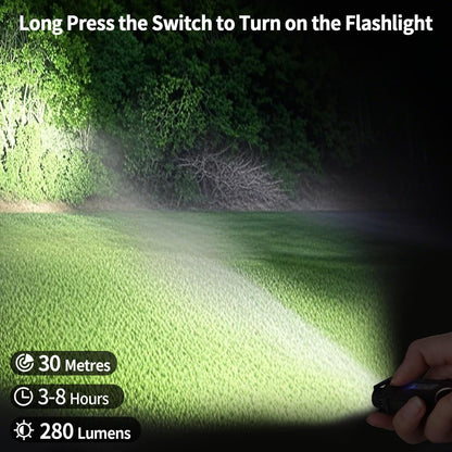 KunHe 20 Pack Bulk Rechargeable EDC Flashlight 280 Lumen 8Modes Mini Keychain Pack with Clip on Flashlight USB-C Magnetic COB Side Light Keychain Light Suitable for Night Work Hiking Dog Walking Gift