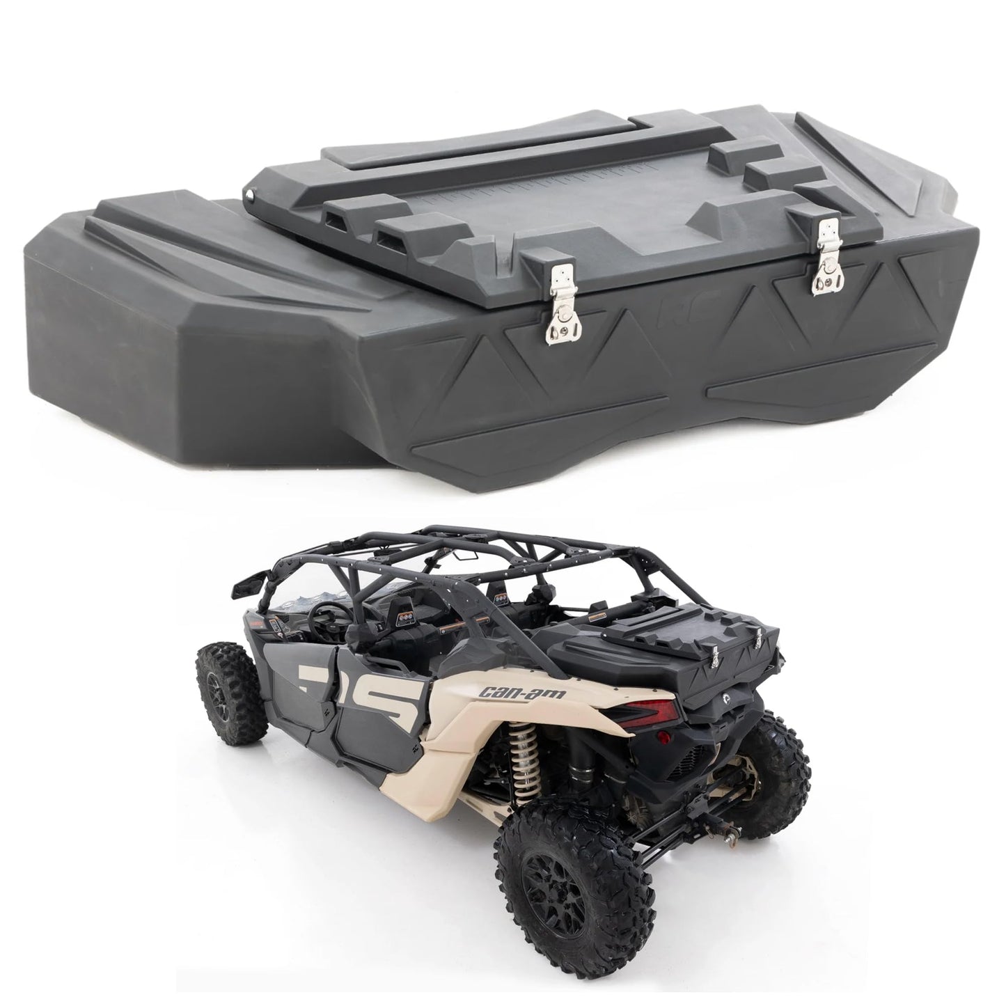 Rough Country Rear Bed Cargo Box for Can-Am Maverick X3 (2 & 4-Seat Models) - 45-Gallon Storage Capacity, Watertight Seal, High-Impact UV-Resistant, Lockable Latches
