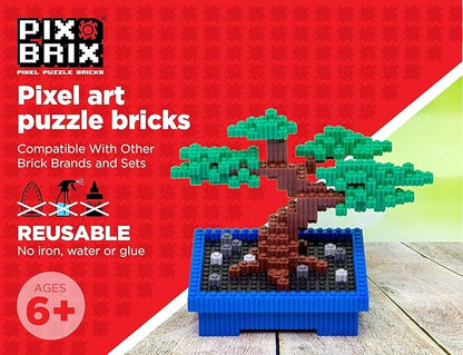 Pix Brix Pixel Art Puzzle Bricks - Pixel Puzzle of The Scream by Edvard Munch 6510 Pieces - Patented Colorful Slide + Stack Building Bricks to Recreate This Famous Painting Builds Without Glue