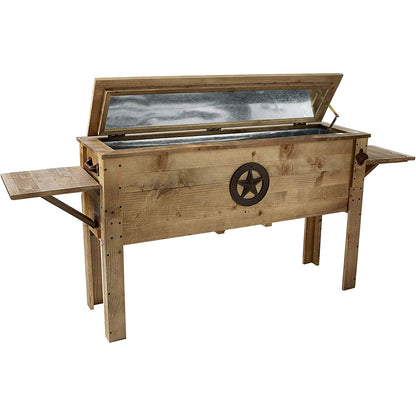 BACKYARD EXPRESSIONS PATIO · HOME · GARDEN 913284-NM Outdoor Beverage Cooler for Patio-87 Qt. w/Folding Side Tables-Rustic Brown-Backyard Expressions, 87 Quart, Natural Wood