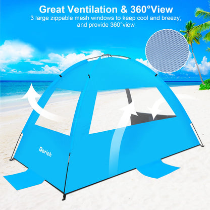 Gorich Beach Tent for 4 People + Beach Tent Poles for Replacement (4 People, Dark Shelter)