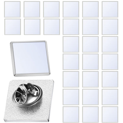 30 Pcs Sublimation Button Blank Pins, 0.75 Inch Square Sublimation Blanks Lapel Pins Heat Transfer Aluminum Badge for DIY Craft Jewelry Making Supplies Birthday Wedding Gifts