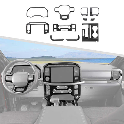Jimen Compatible with Ford F150 2021-2024, 11PCS Interior Trim Kits - Navigation Panel, Dashboard Cover, Air Vent Trim, Gear Shift Frame (Carbon Fiber)