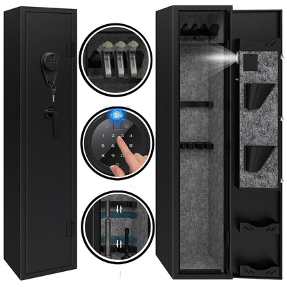 Kaer 4-5 Gun Safe,Gun Safe for Rifles and Pistols,Long Rifle Safe for Home,Gun Cabinet for Rifles and Shotguns with Fingerprint/Digital Keypad/Removable Shelf No Assembly Needed